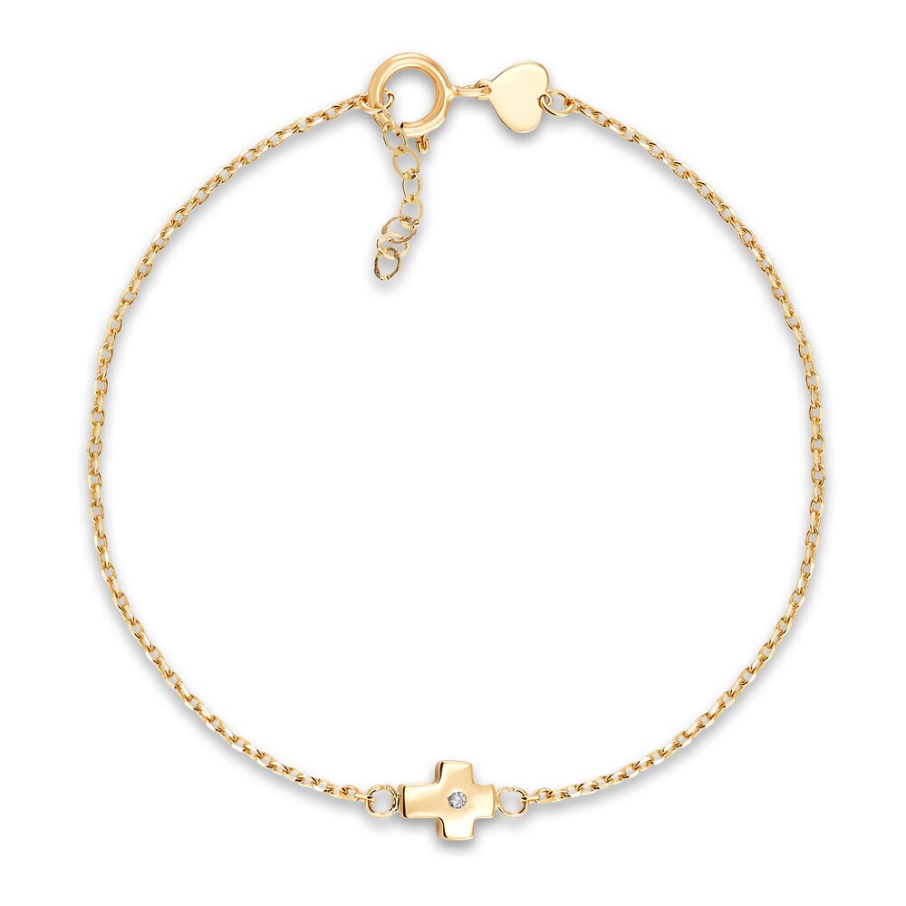 Children's Cross Station Bracelet Diamond Accents 14K Yellow Gold 6" Adj. 1oT0SGb8 Children's Cross Station Bracelet Diamond Accents 14K Yellow Gold 6" Adj. 1oT0SGb8