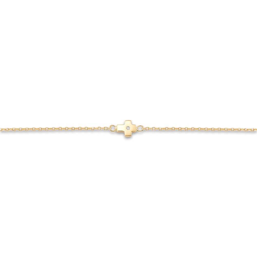 Children\'s Cross Station Bracelet Diamond Accents 14K Yellow Gold 6\" Adj. 1oT0SGb8 Children\'s Cross Station Bracelet Diamond Accents 14K Yellow Gold 6\" Adj. 1oT0SGb8