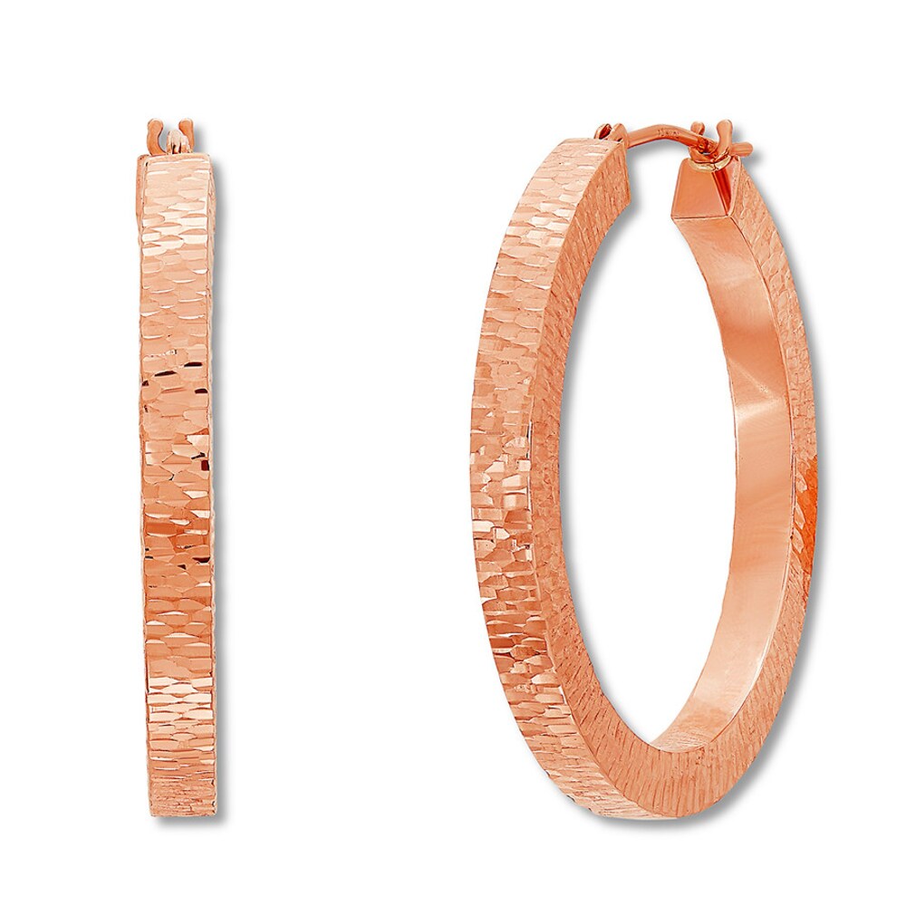 Textured Square Edge Hoop Earrings 14K Rose Gold 1ttMe8pI Textured Square Edge Hoop Earrings 14K Rose Gold 1ttMe8pI