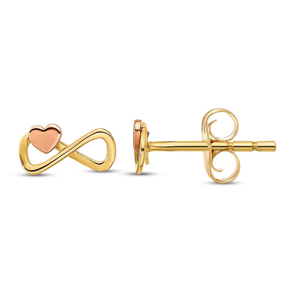 Infinity Heart Stud Earrings 14K Two-Tone Gold 1vhoAFTS Infinity Heart Stud Earrings 14K Two-Tone Gold 1vhoAFTS