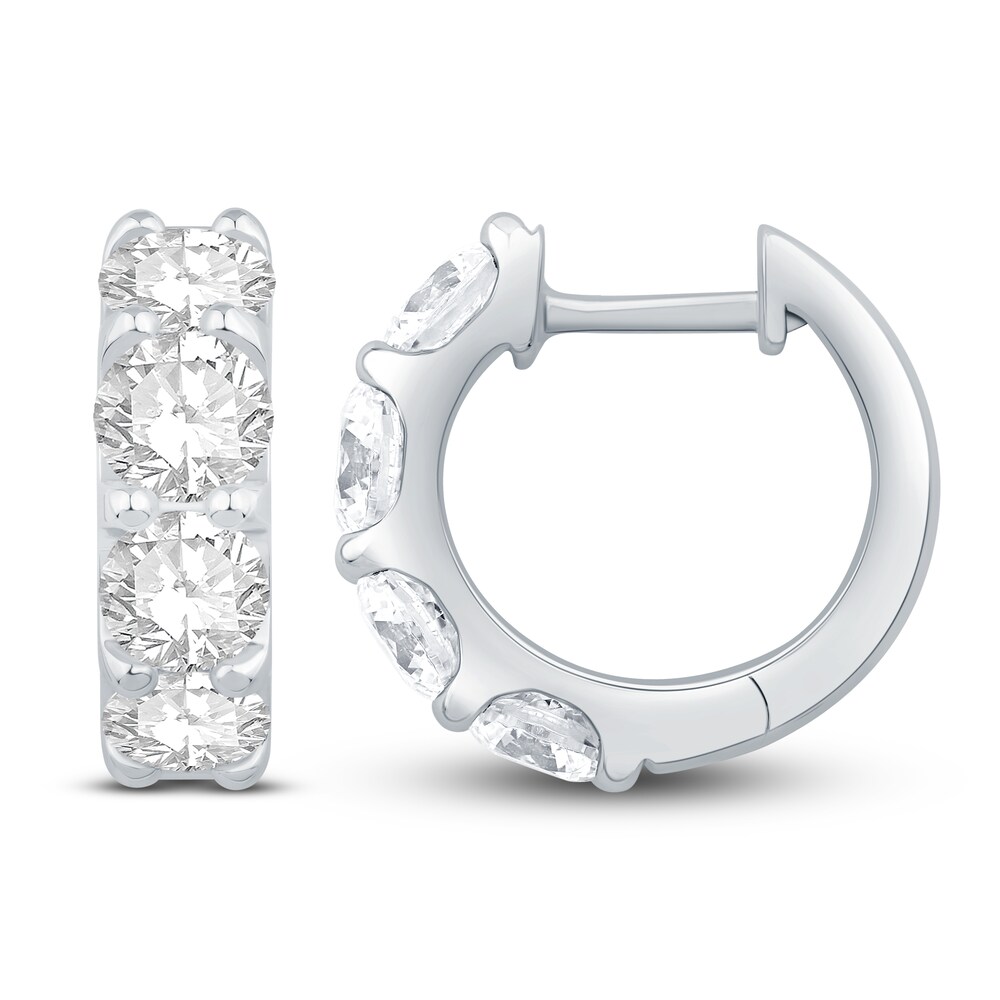 Diamond Hoop Earrings 3 ct tw Round 14K White Gold 232aJTL2 Diamond Hoop Earrings 3 ct tw Round 14K White Gold 232aJTL2