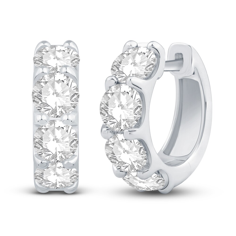 Diamond Hoop Earrings 3 ct tw Round 14K White Gold 232aJTL2 Diamond Hoop Earrings 3 ct tw Round 14K White Gold 232aJTL2