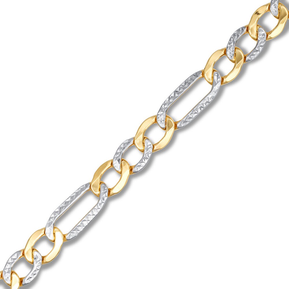 Figaro Chain Bracelet 10K Two-Tone Gold 28xp2O2t Figaro Chain Bracelet 10K Two-Tone Gold 28xp2O2t