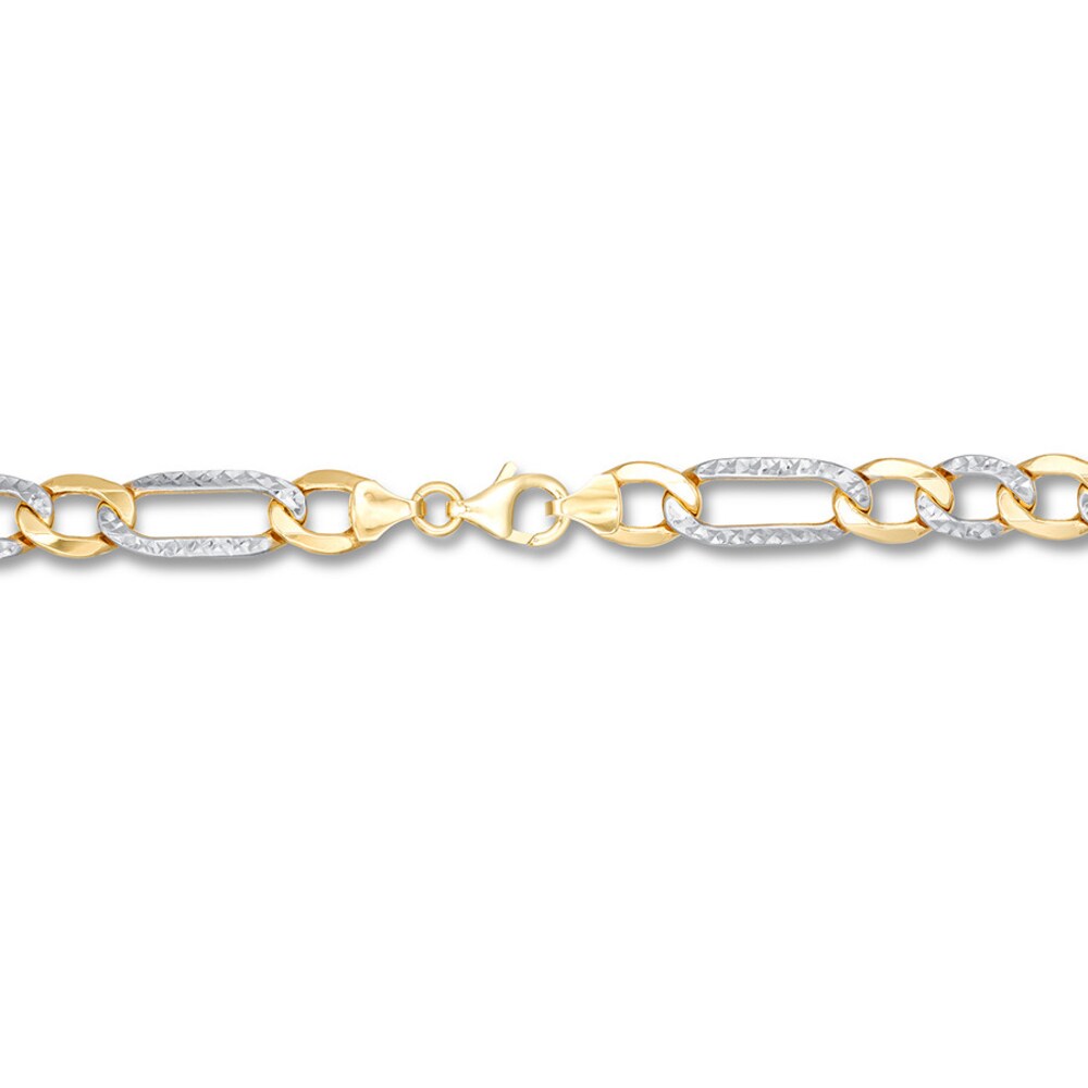 Figaro Chain Bracelet 10K Two-Tone Gold 28xp2O2t Figaro Chain Bracelet 10K Two-Tone Gold 28xp2O2t