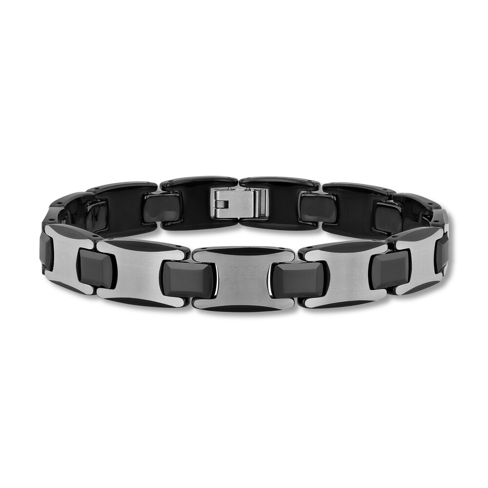 Men's Chain Bracelet Tungsten/Black Ion-Plated Stainless Steel 2CCGUHDA Men's Chain Bracelet Tungsten/Black Ion-Plated Stainless Steel 2CCGUHDA