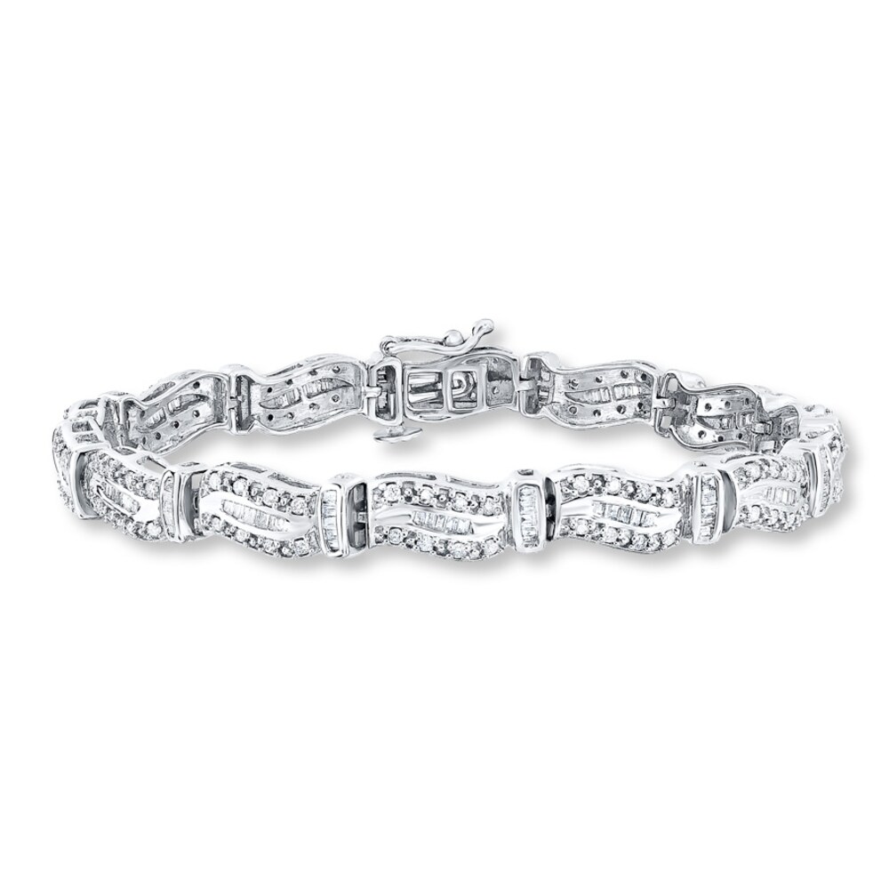 Diamond Bracelet 2 ct tw Round/Baguette 14K White Gold 2EcKmgBJ Diamond Bracelet 2 ct tw Round/Baguette 14K White Gold 2EcKmgBJ