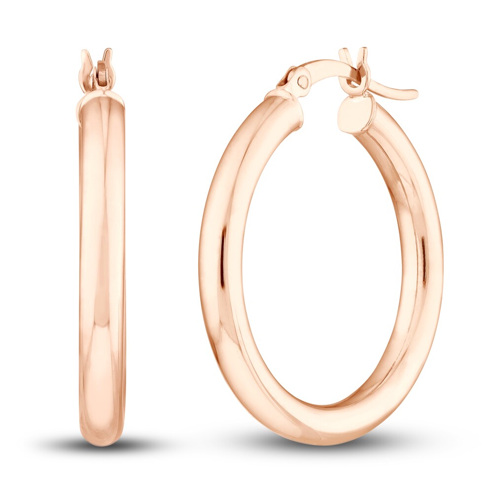 Polished Hoop Earrings 14K Rose Gold 25mm 2F86UBUH Polished Hoop Earrings 14K Rose Gold 25mm 2F86UBUH
