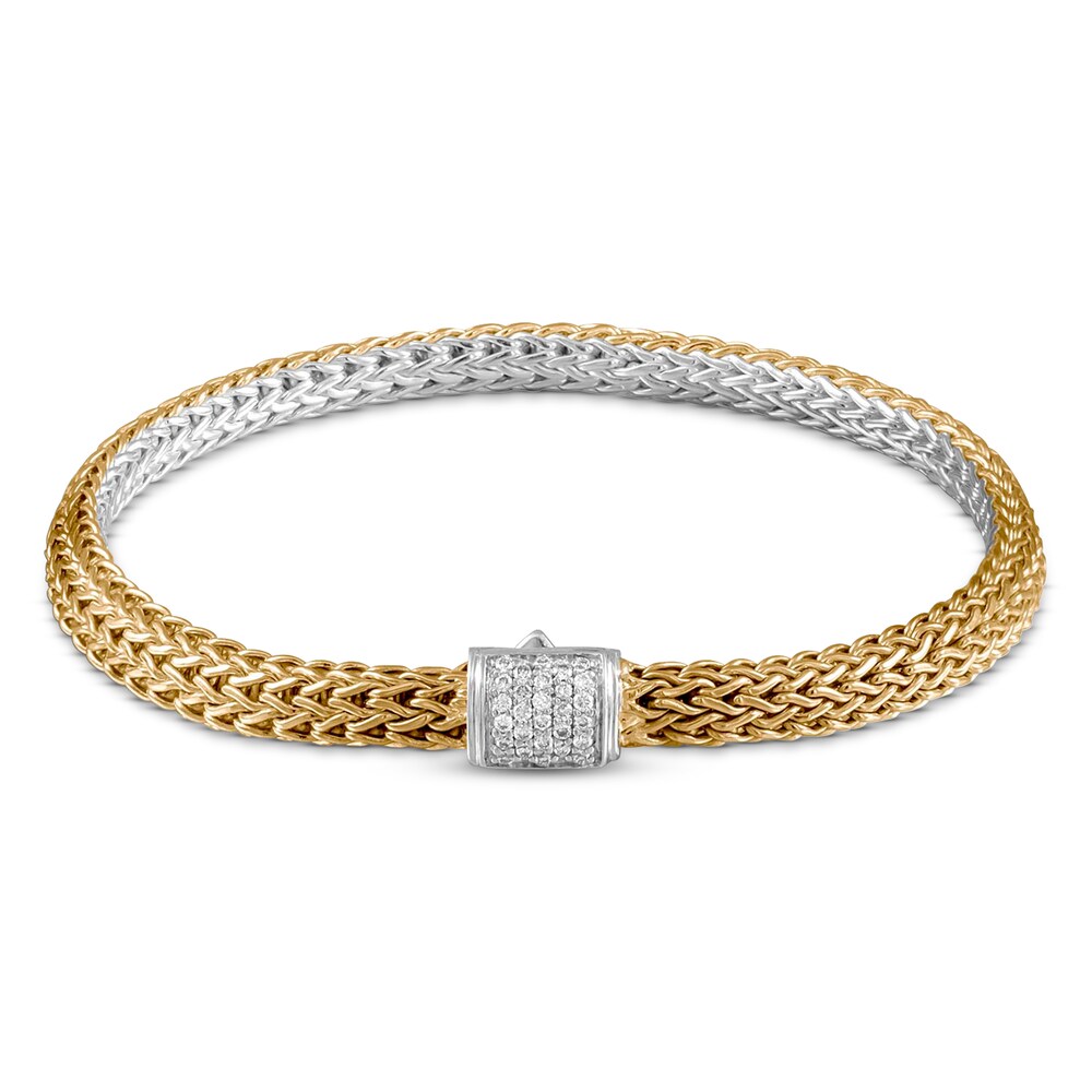 John Hardy Classic Chain Reversible Diamond Bracelet 1/8 ct tw Sterling Silver/18K Yellow Gold 2G1Qu5TI John Hardy Classic Chain Reversible Diamond Bracelet 1/8 ct tw Sterling Silver/18K Yellow Gold 2G1Qu5TI