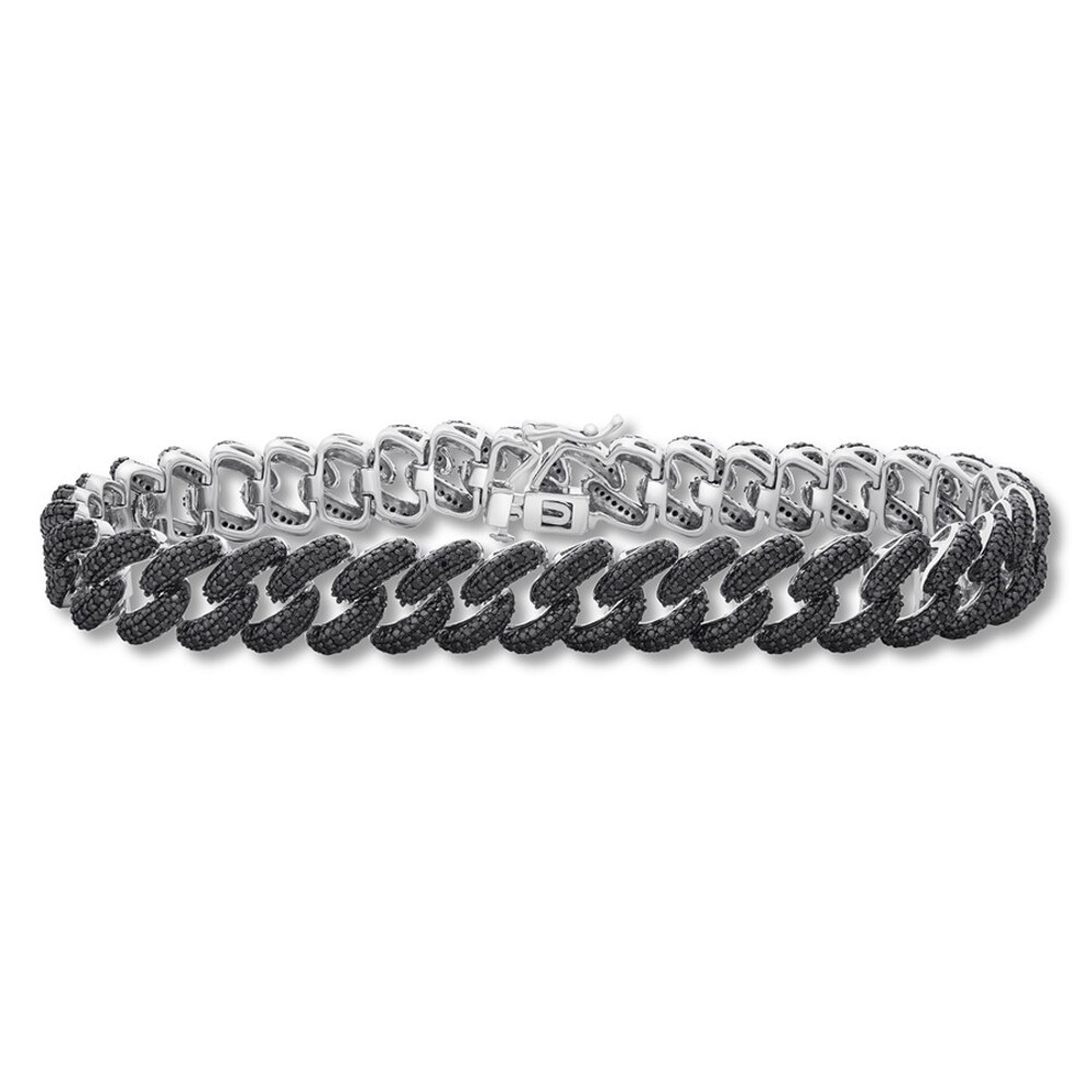 Men's Black Diamond Link Bracelet 1-1/2 ct tw Sterling Silver 2Iz0I2mP Men's Black Diamond Link Bracelet 1-1/2 ct tw Sterling Silver 2Iz0I2mP