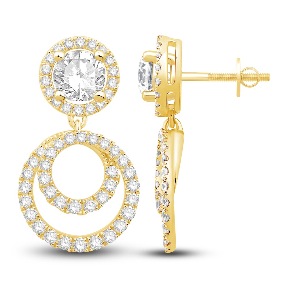 Diamond Double Halo Dangle Earring Jackets 3/4 ct tw Round 14K Yellow Gold 2JO2PkAy Diamond Double Halo Dangle Earring Jackets 3/4 ct tw Round 14K Yellow Gold 2JO2PkAy