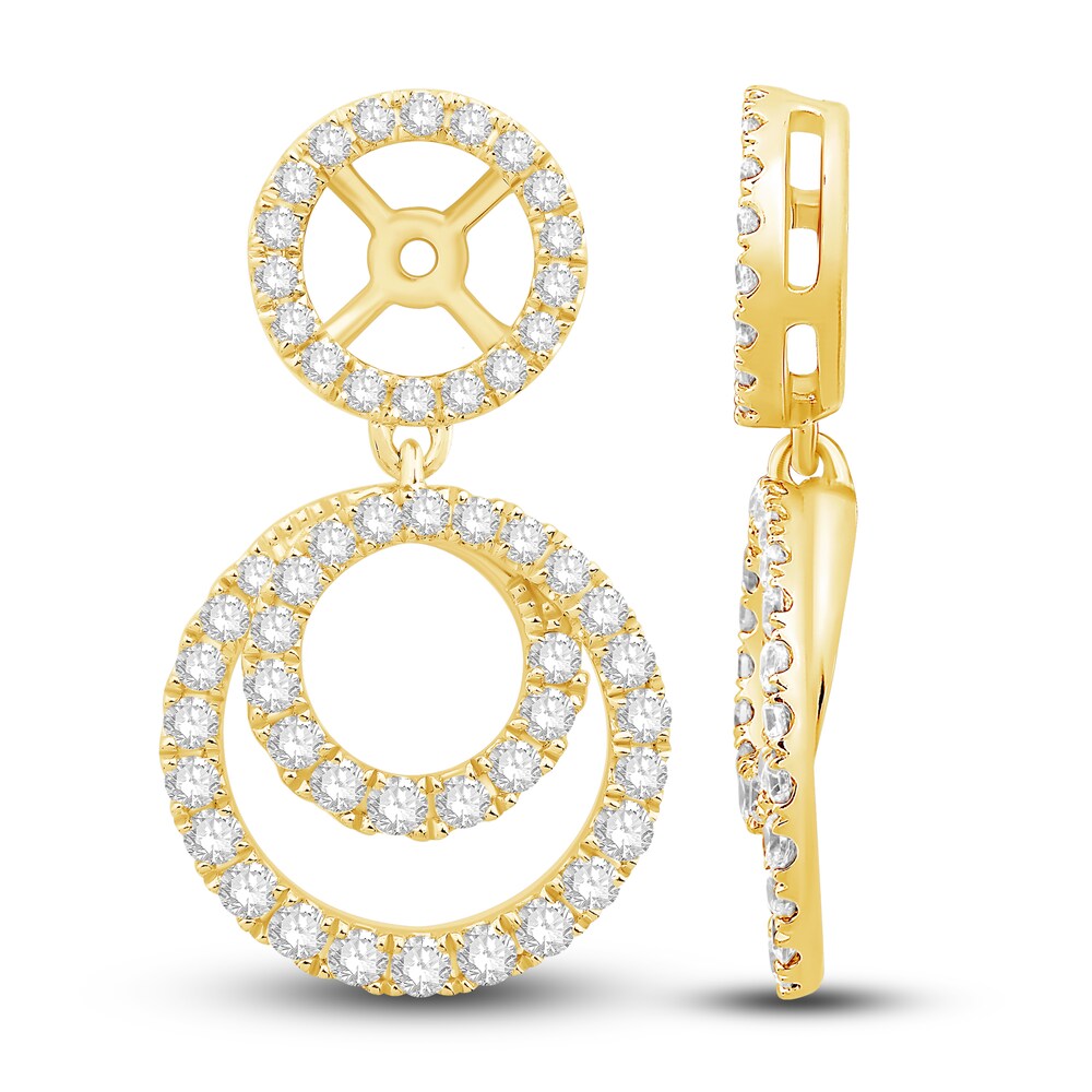 Diamond Double Halo Dangle Earring Jackets 3/4 ct tw Round 14K Yellow Gold 2JO2PkAy Diamond Double Halo Dangle Earring Jackets 3/4 ct tw Round 14K Yellow Gold 2JO2PkAy