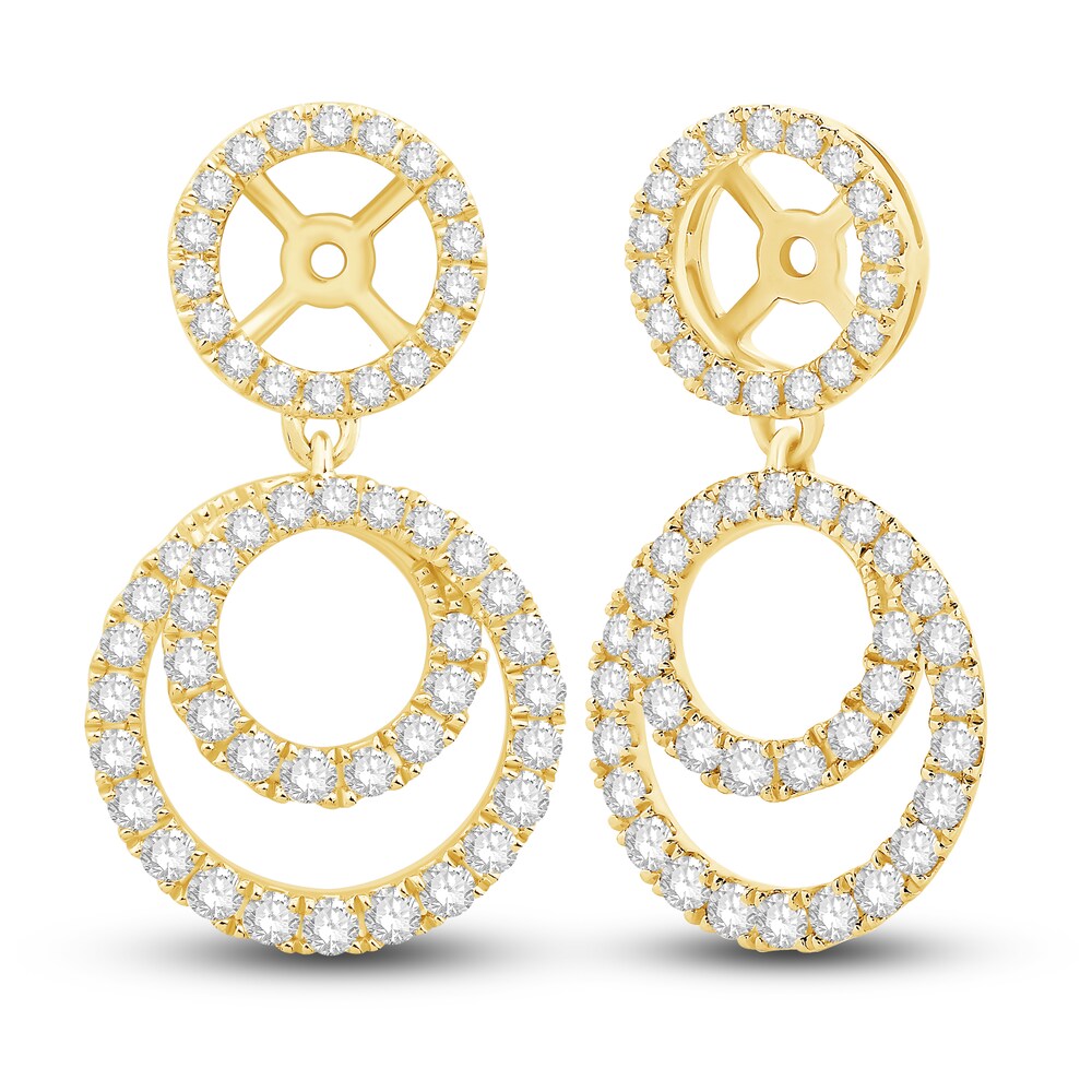 Diamond Double Halo Dangle Earring Jackets 3/4 ct tw Round 14K Yellow Gold 2JO2PkAy Diamond Double Halo Dangle Earring Jackets 3/4 ct tw Round 14K Yellow Gold 2JO2PkAy