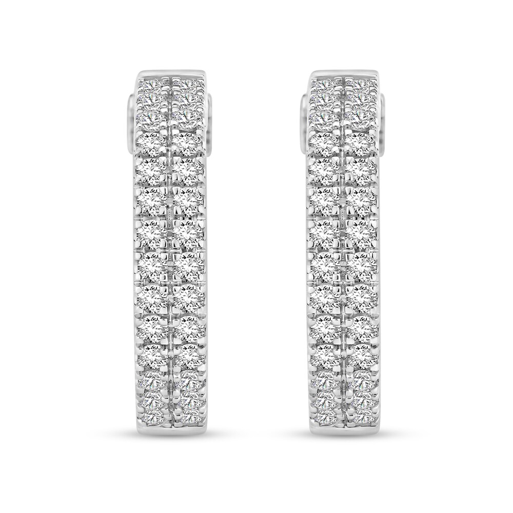 Diamond Double Hoop Earrings 1 ct tw Round 18K White Gold 2KTWAoJz Diamond Double Hoop Earrings 1 ct tw Round 18K White Gold 2KTWAoJz
