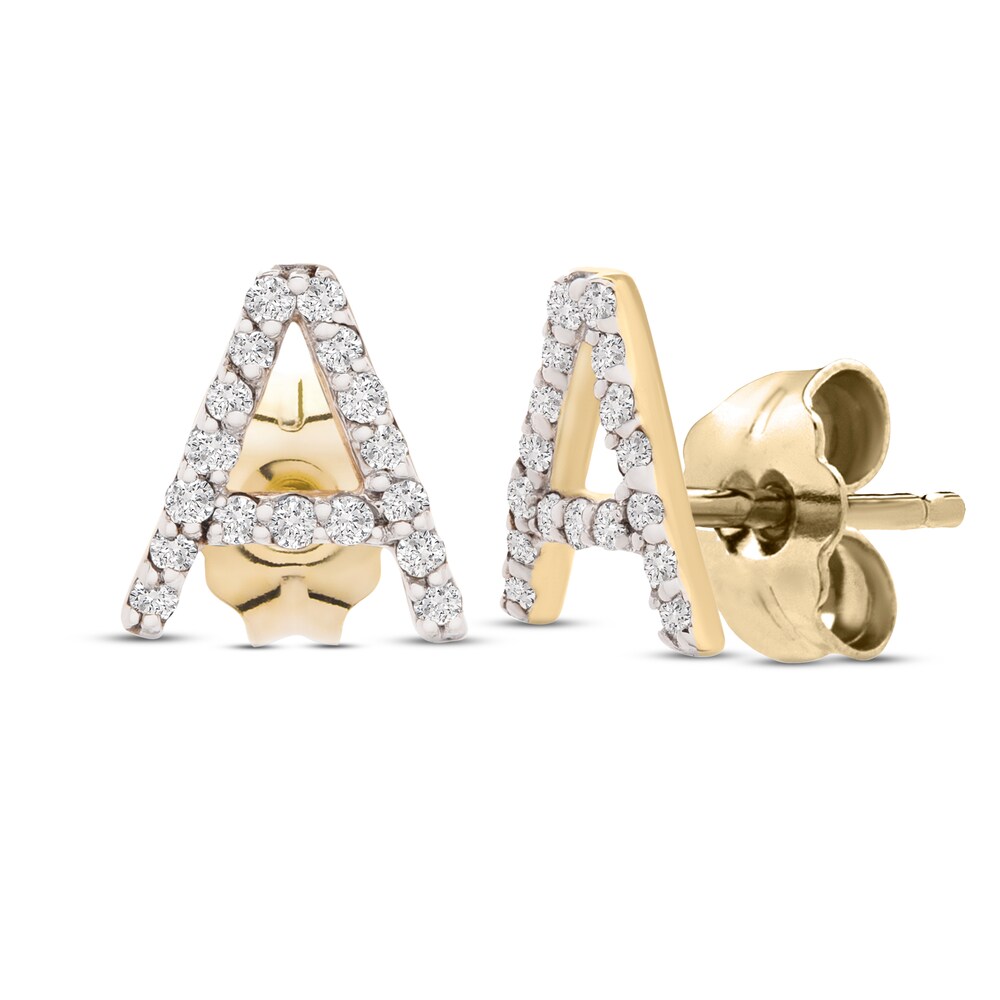Diamond Letter A Earrings 1/10 ct tw Round 10K Yellow Gold 2UDPeBUK Diamond Letter A Earrings 1/10 ct tw Round 10K Yellow Gold 2UDPeBUK