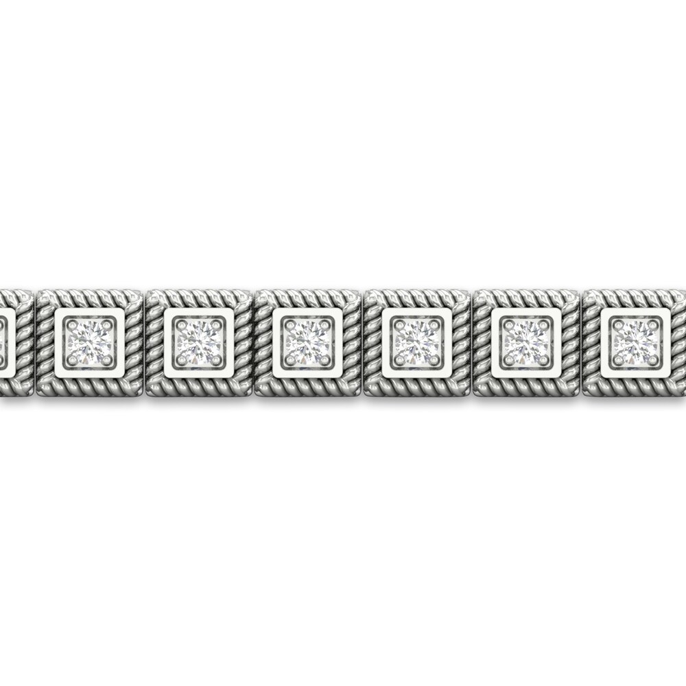 Men\'s Lab-Created Diamond Bracelet 2-1/2 ct tw Round 14K White Gold 8.5\" 2Vt7vlnc