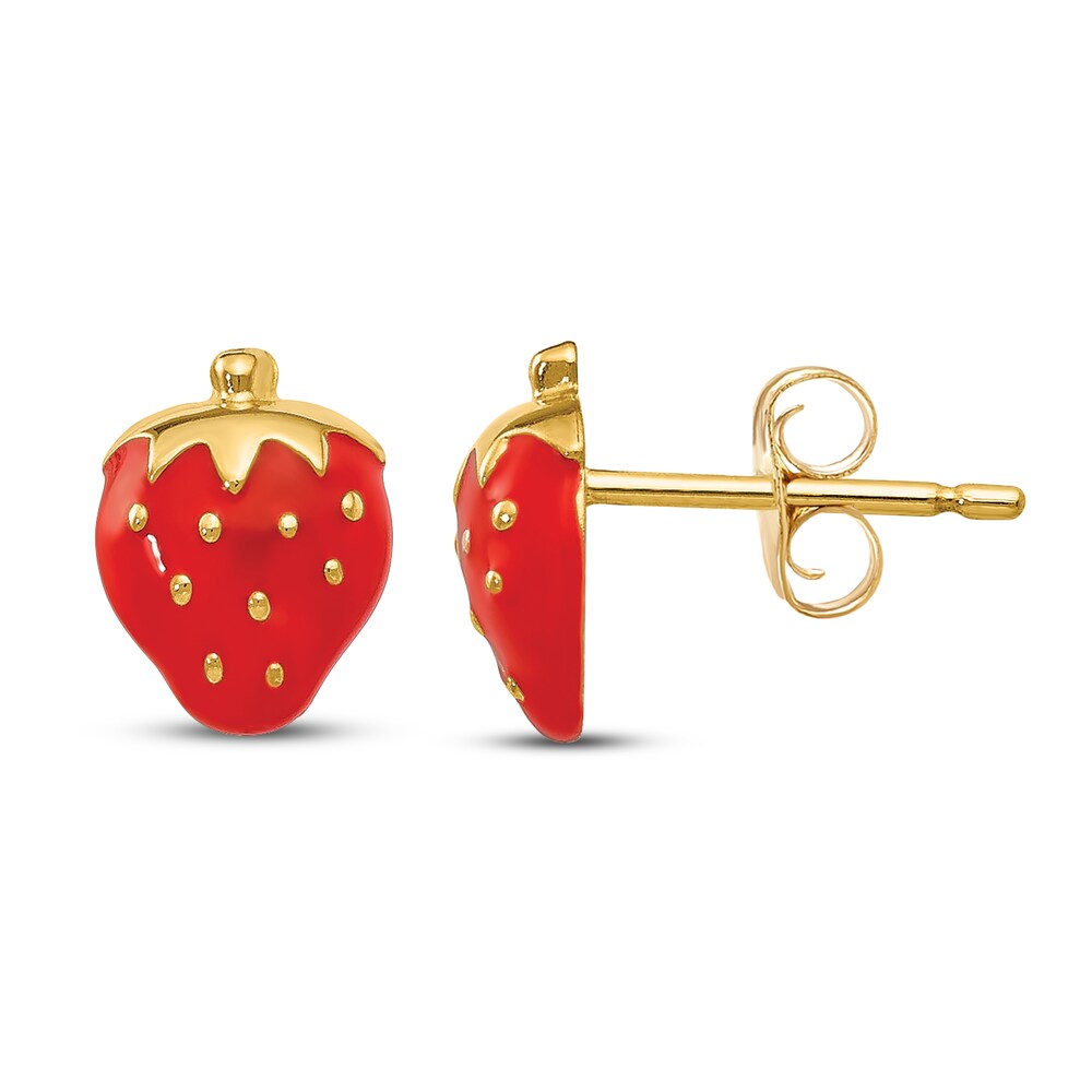 Enameled Strawberry Earrings 14K Yellow Gold 2WjnUr8V Enameled Strawberry Earrings 14K Yellow Gold 2WjnUr8V