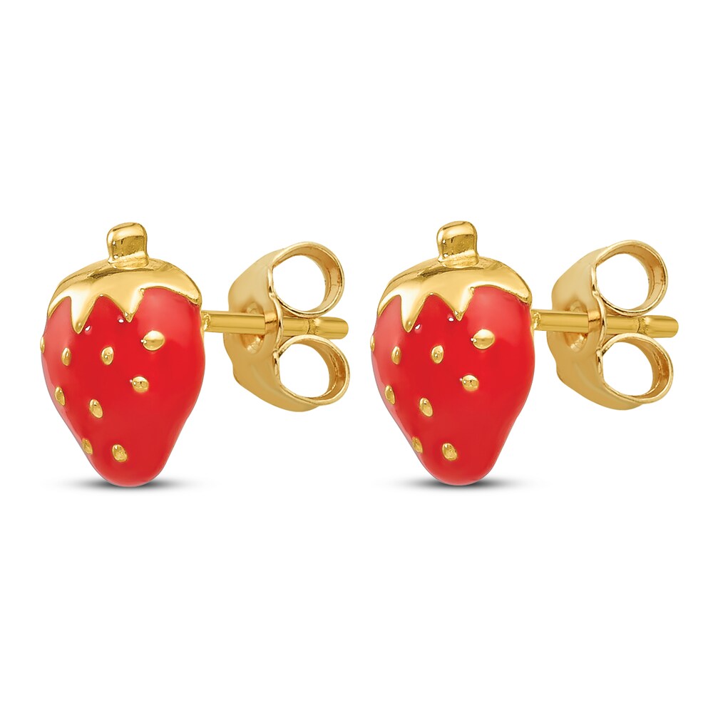 Enameled Strawberry Earrings 14K Yellow Gold 2WjnUr8V Enameled Strawberry Earrings 14K Yellow Gold 2WjnUr8V