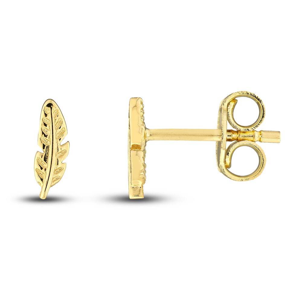 Feather Stud Earrings 14K Yellow Gold 2XrfAsTI Feather Stud Earrings 14K Yellow Gold 2XrfAsTI