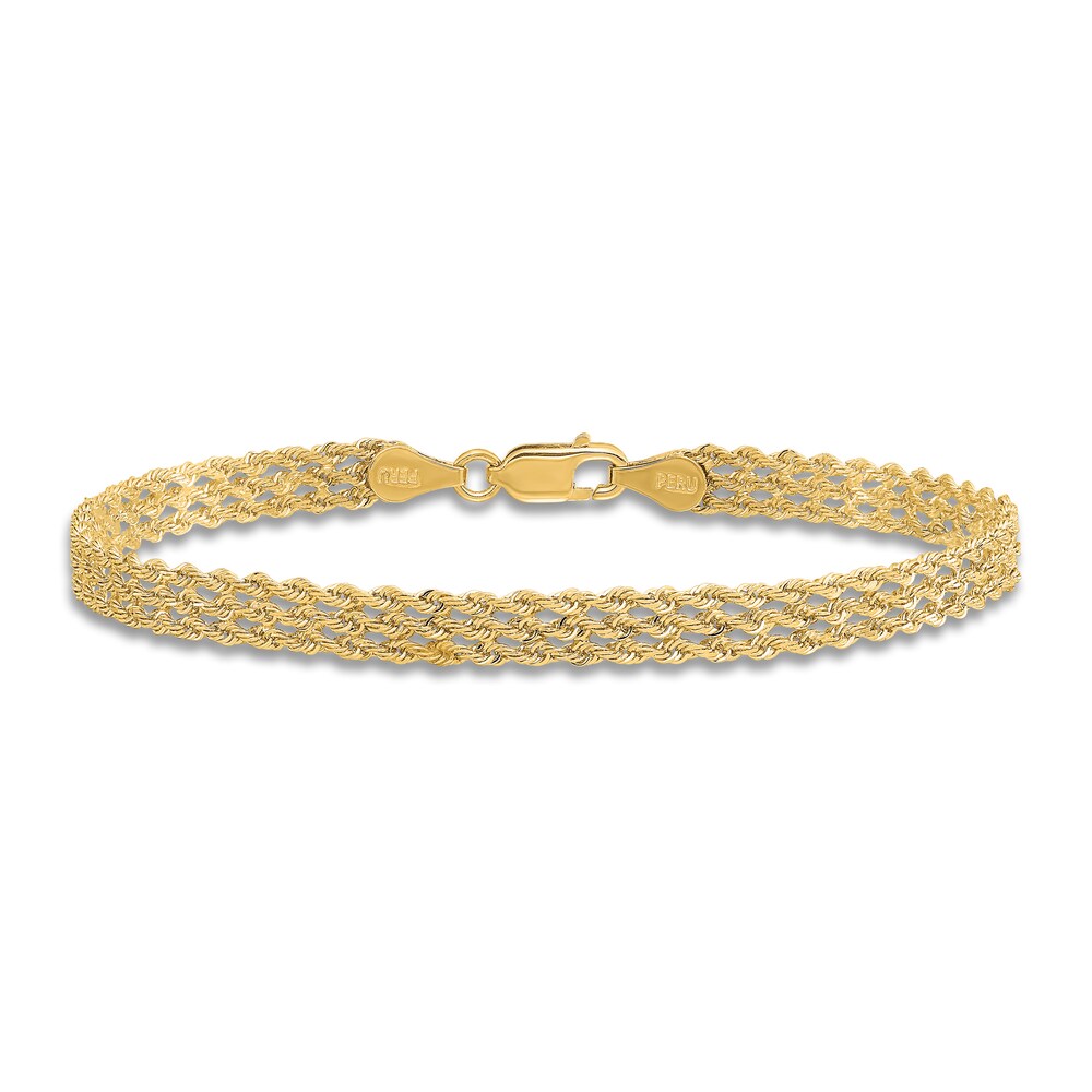 Diamond-Cut Triple Rope Bracelet 14K Yellow Gold 7\" 2n7sV7Rv Diamond-Cut Triple Rope Bracelet 14K Yellow Gold 7\" 2n7sV7Rv