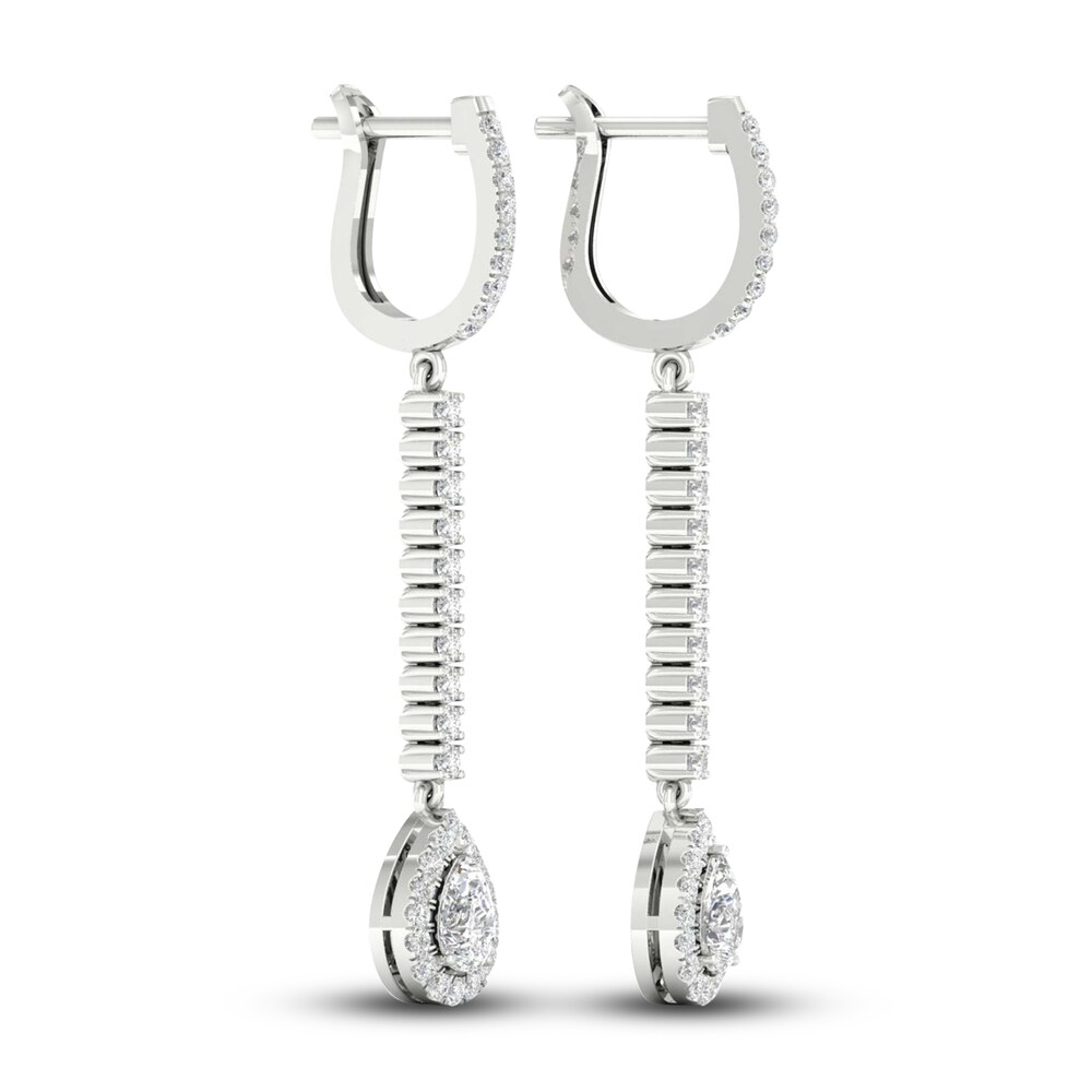 Lab-Created Diamond Dangle Earrings 1-1/2 ct tw Pear/Round 14K White Gold 2uDpDV89 Lab-Created Diamond Dangle Earrings 1-1/2 ct tw Pear/Round 14K White Gold 2uDpDV89
