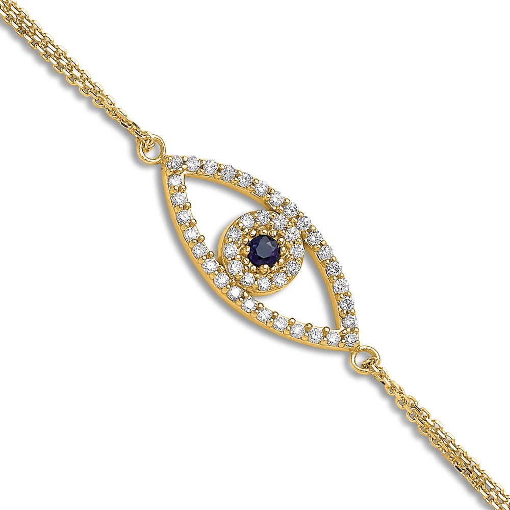Natural Blue Sapphire Eye Bracelet 1/6 ct tw Round 14K Yellow Gold 7" 2zOlVjOK Natural Blue Sapphire Eye Bracelet 1/6 ct tw Round 14K Yellow Gold 7" 2zOlVjOK