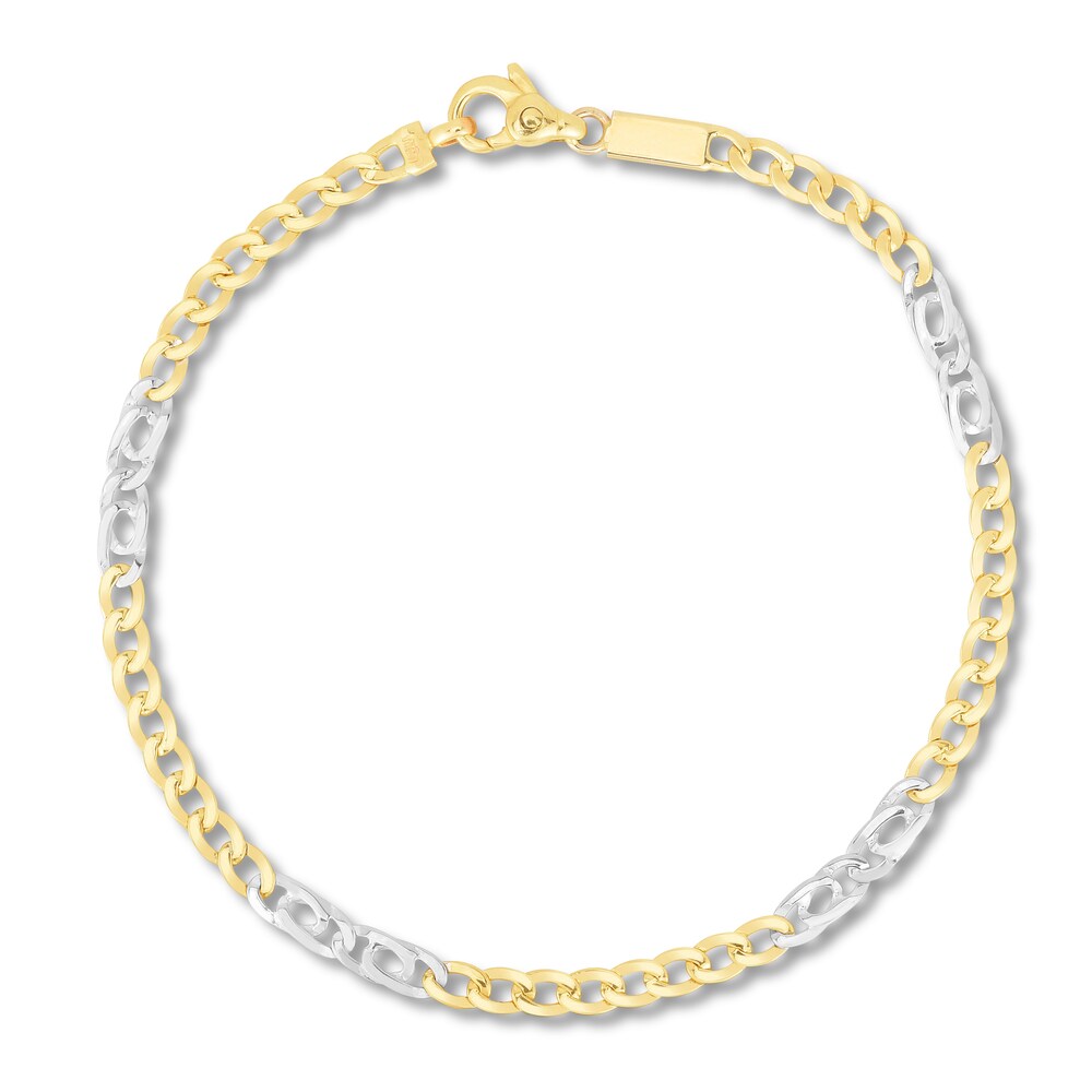 Curb Link Chain Bracelet 14K Two-Tone Gold 30X8X9BI Curb Link Chain Bracelet 14K Two-Tone Gold 30X8X9BI