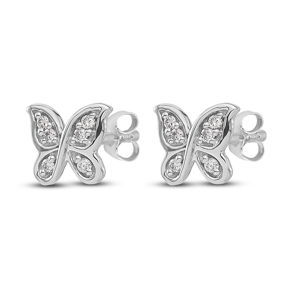 Diamond Butterfly Stud Earrings 1/20 ct tw Round 14K White Gold 32AUoZiy Diamond Butterfly Stud Earrings 1/20 ct tw Round 14K White Gold 32AUoZiy