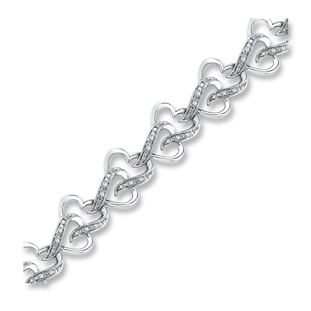 Diamond Heart Bracelet 1/4 ct tw Round-cut Sterling Silver 32g0rejD Diamond Heart Bracelet 1/4 ct tw Round-cut Sterling Silver 32g0rejD