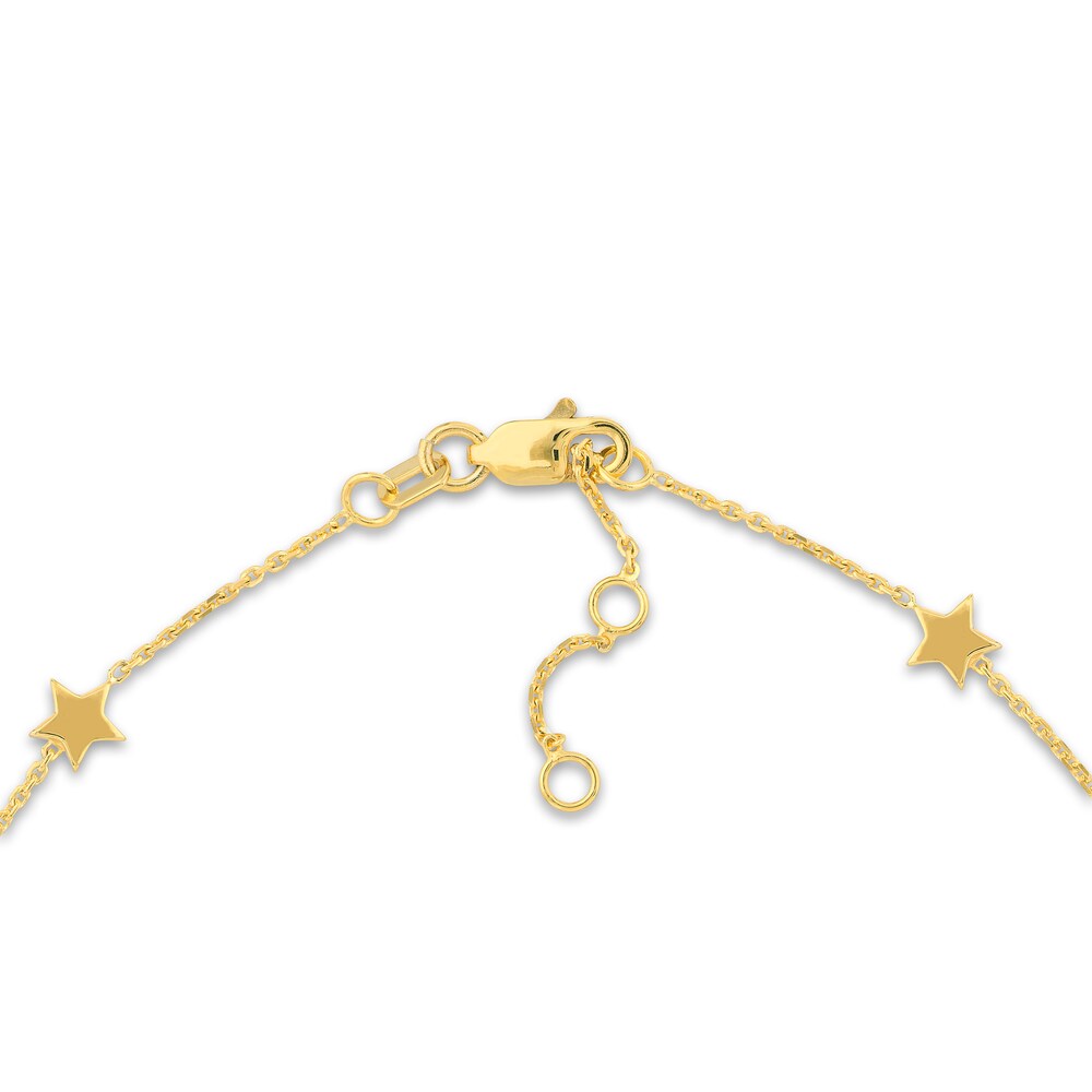 6-Star Station Bracelet 14K Yellow Gold 7.3\" Adj. 33j9OwL3