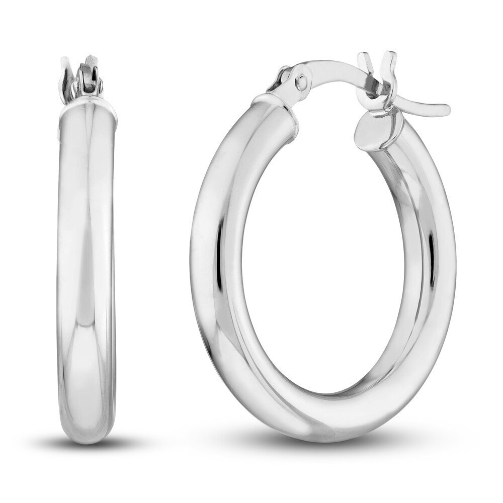 Polished Hoop Earrings 14K White Gold 20mm 33v24CJT Polished Hoop Earrings 14K White Gold 20mm 33v24CJT