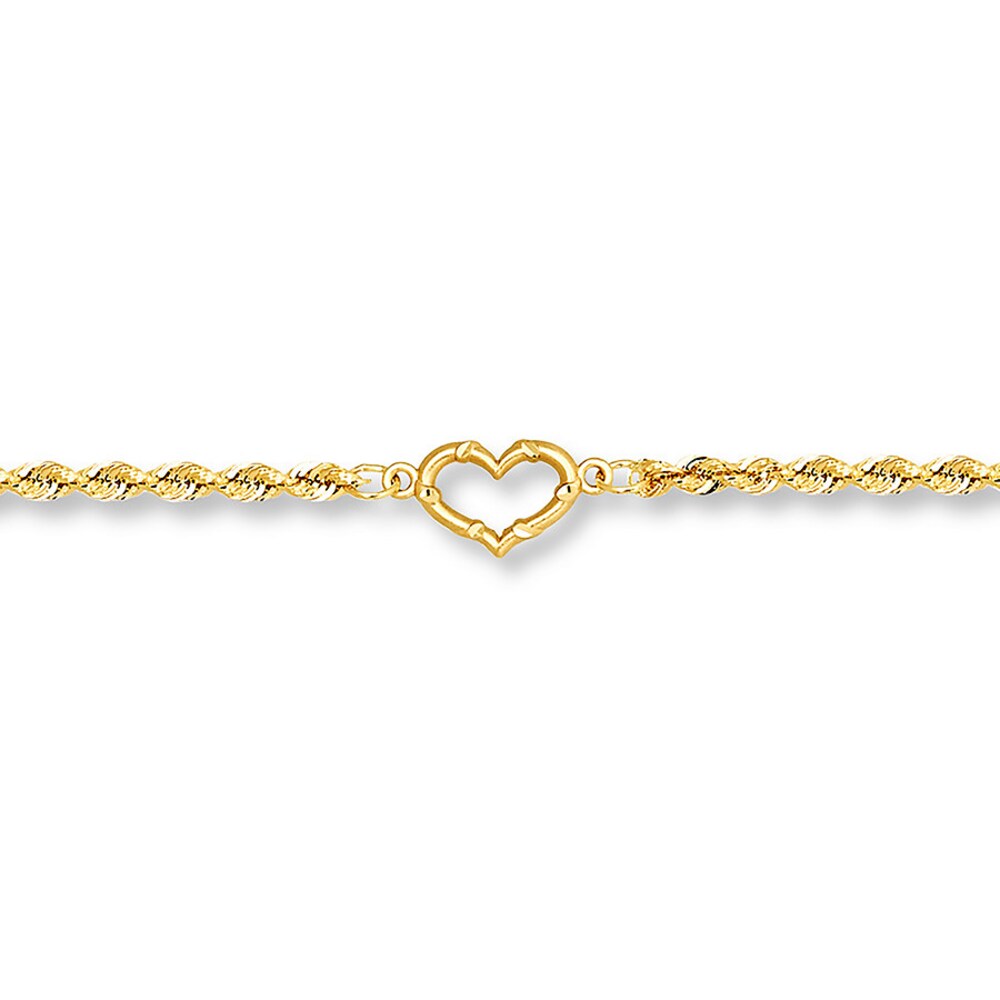 Heart Anklet 14K Yellow Gold 10-inch Length 341eksmh Heart Anklet 14K Yellow Gold 10-inch Length 341eksmh