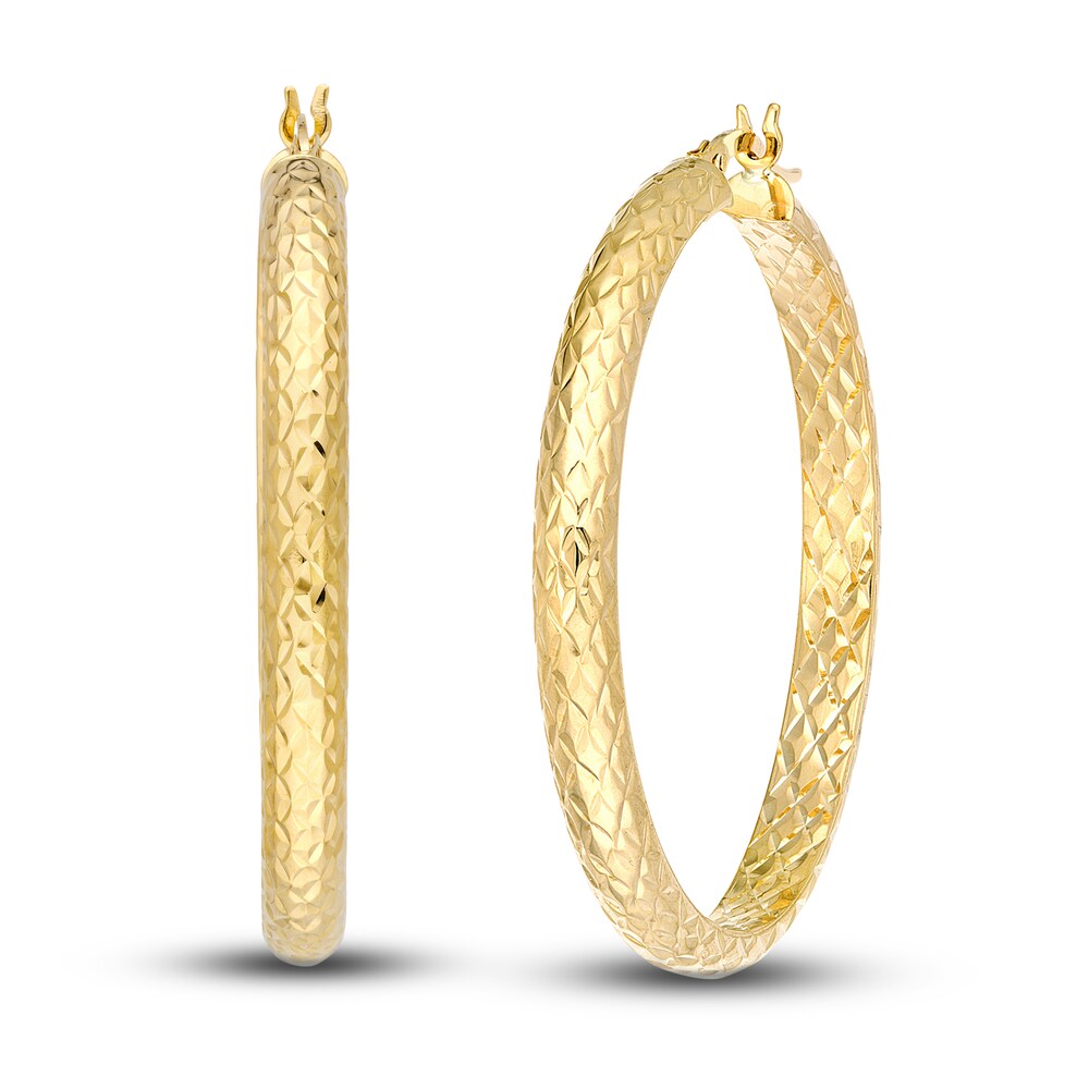 Diamond-Cut In/Out Hoop Earrings 14K Yellow Gold 40mm 389xjPgH Diamond-Cut In/Out Hoop Earrings 14K Yellow Gold 40mm 389xjPgH