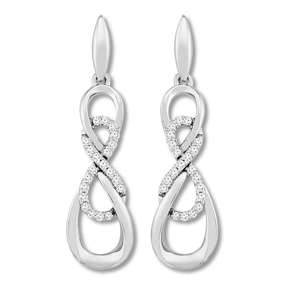 Diamond Infinity Earrings 1/6 ct tw Sterling Silver 3CUhfpCV Diamond Infinity Earrings 1/6 ct tw Sterling Silver 3CUhfpCV