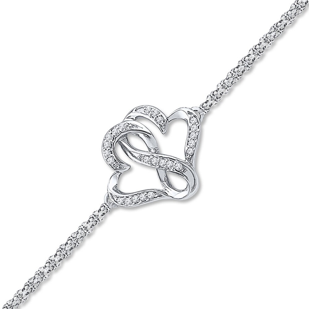Heart Infinity Bracelet 1/10 ct tw Diamonds Sterling Silver 3HdAzzRa Heart Infinity Bracelet 1/10 ct tw Diamonds Sterling Silver 3HdAzzRa