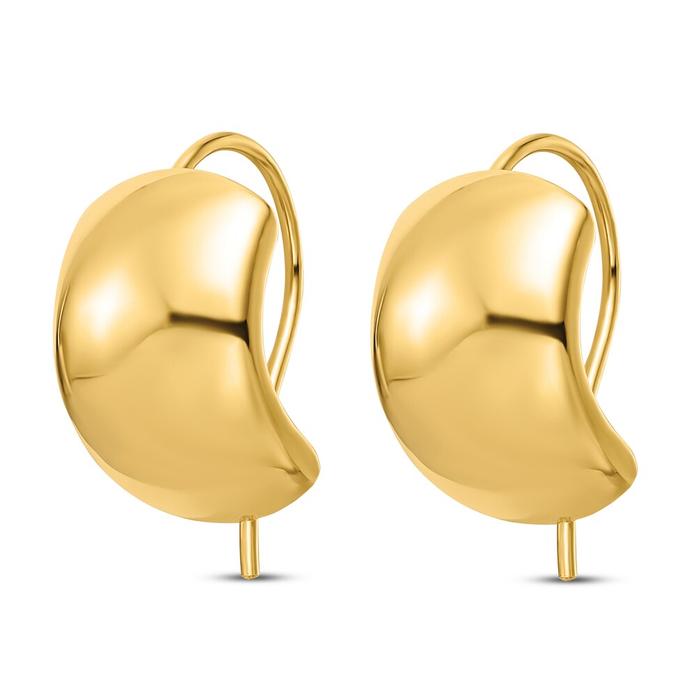 Wide Half Hoop Wire Earrings 14K Yellow Gold 3IZ7V3ND Wide Half Hoop Wire Earrings 14K Yellow Gold 3IZ7V3ND