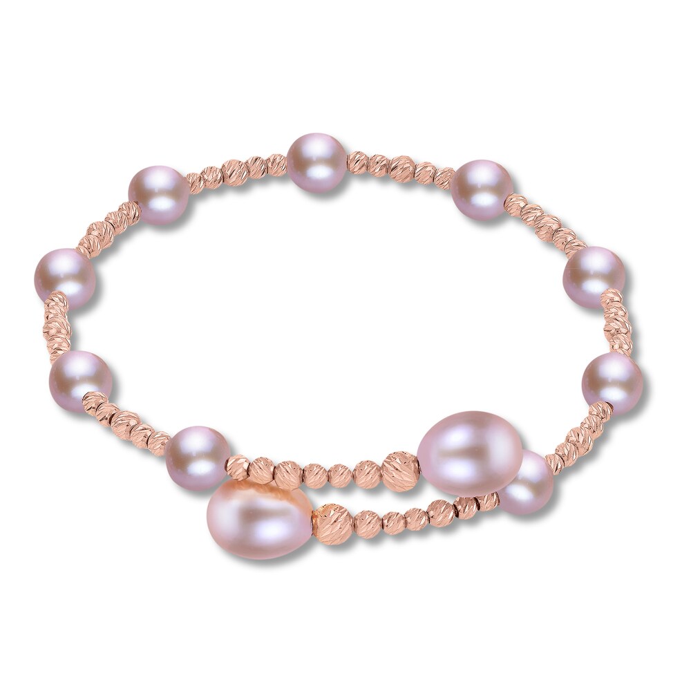 Pink Cultured Freshwater Pearl Cuff Bracelet 14K Rose Gold 3IloR4Wf Pink Cultured Freshwater Pearl Cuff Bracelet 14K Rose Gold 3IloR4Wf