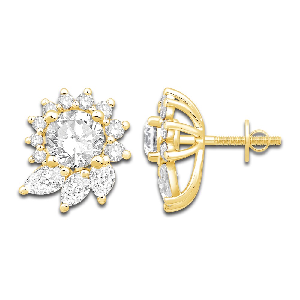 Diamond Floral Halo Earring Jackets 1 ct tw Pear/Round 14K Yellow Gold 3SSaKyWw Diamond Floral Halo Earring Jackets 1 ct tw Pear/Round 14K Yellow Gold 3SSaKyWw