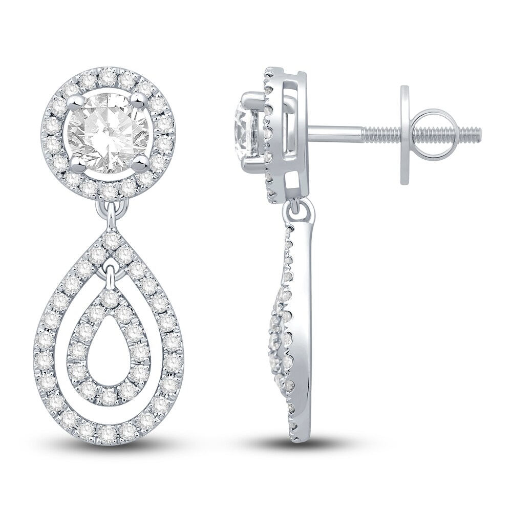 Diamond Double Halo Dangle Earring Jackets 5/8 ct tw Round 14K White Gold 3aYy6Sz1 Diamond Double Halo Dangle Earring Jackets 5/8 ct tw Round 14K White Gold 3aYy6Sz1