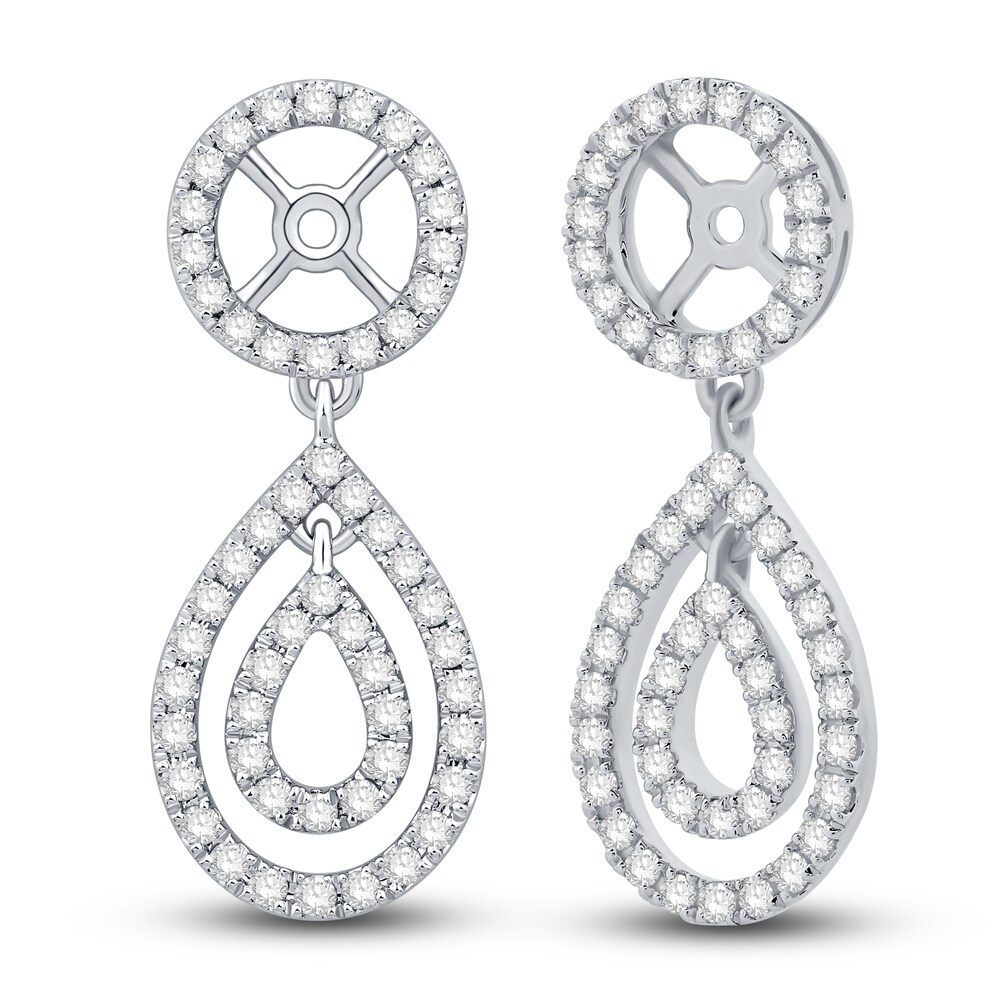 Diamond Double Halo Dangle Earring Jackets 5/8 ct tw Round 14K White Gold 3aYy6Sz1 Diamond Double Halo Dangle Earring Jackets 5/8 ct tw Round 14K White Gold 3aYy6Sz1