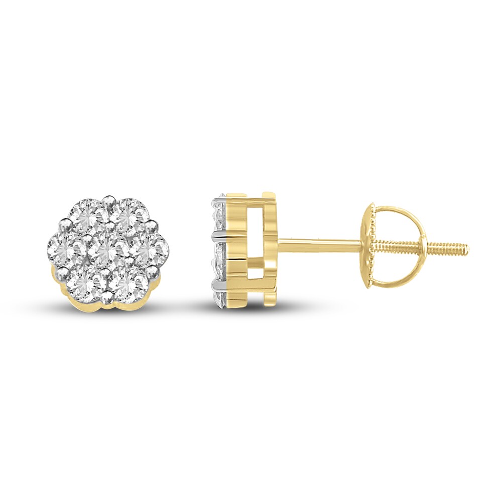 Diamond Stud Earrings 1-1/2 ct tw Round 14K Yellow Gold 3daNZ29O Diamond Stud Earrings 1-1/2 ct tw Round 14K Yellow Gold 3daNZ29O