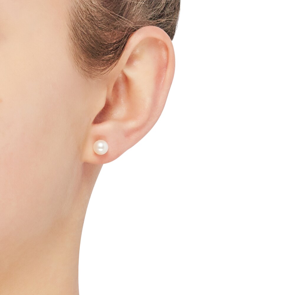 Cultured Pearl Stud Earrings 14K Yellow Gold 6.5mm 3tyVbp7G