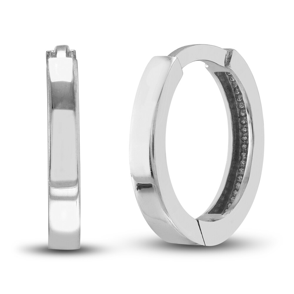 Polished Square Huggie Earrings 14K White Gold 12.35mm 4Bwb31Er Polished Square Huggie Earrings 14K White Gold 12.35mm 4Bwb31Er