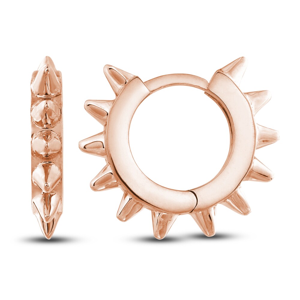 Polished Spike Huggie Earrings 14K Rose Gold 10mm 4VGvKy6l