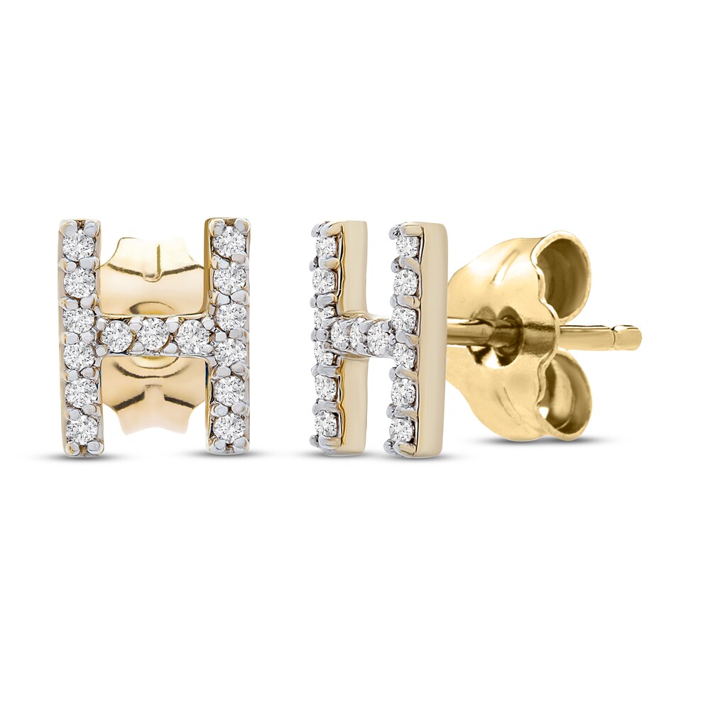 Diamond Letter H Earrings 1/10 ct tw Round 10K Yellow Gold 4VkZOa5i Diamond Letter H Earrings 1/10 ct tw Round 10K Yellow Gold 4VkZOa5i