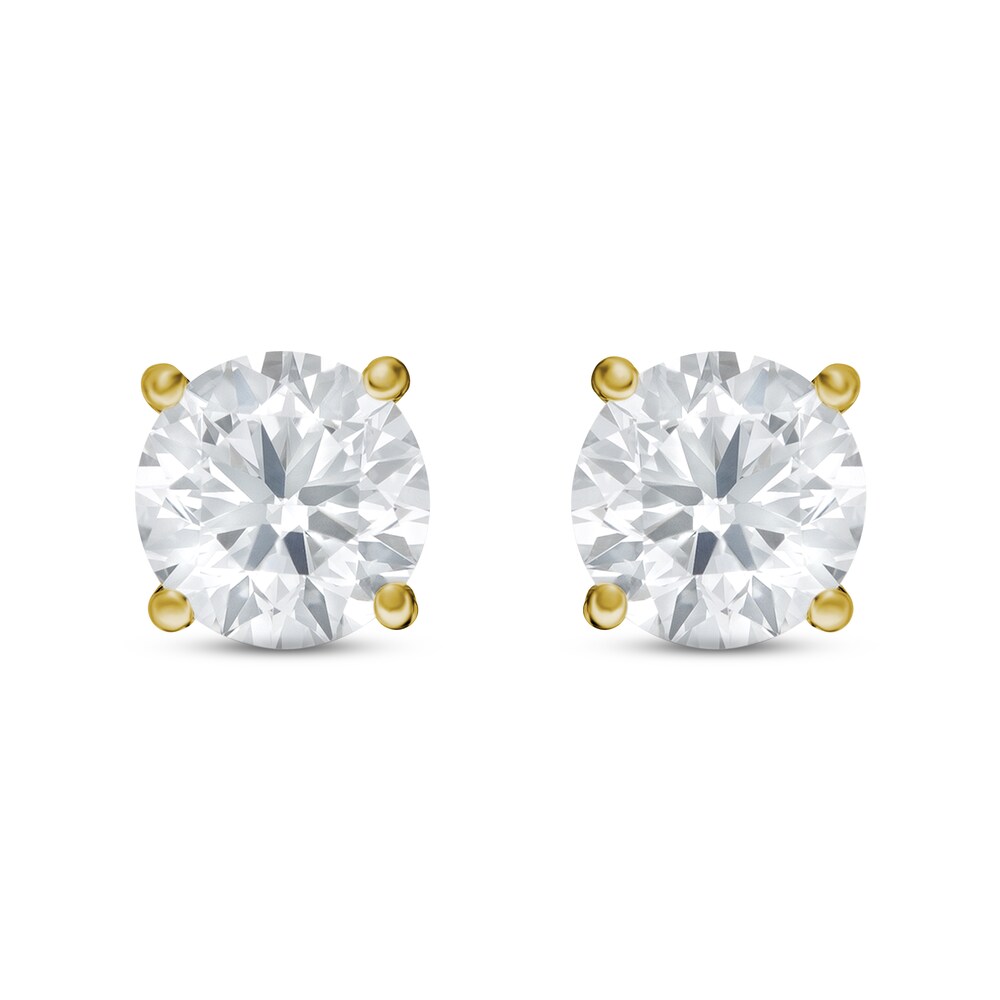 Lab-Created Diamond Solitaire Stud Earrings 1/2 ct tw Round 14K Yellow Gold (SI2/F) 4c5b3QZp