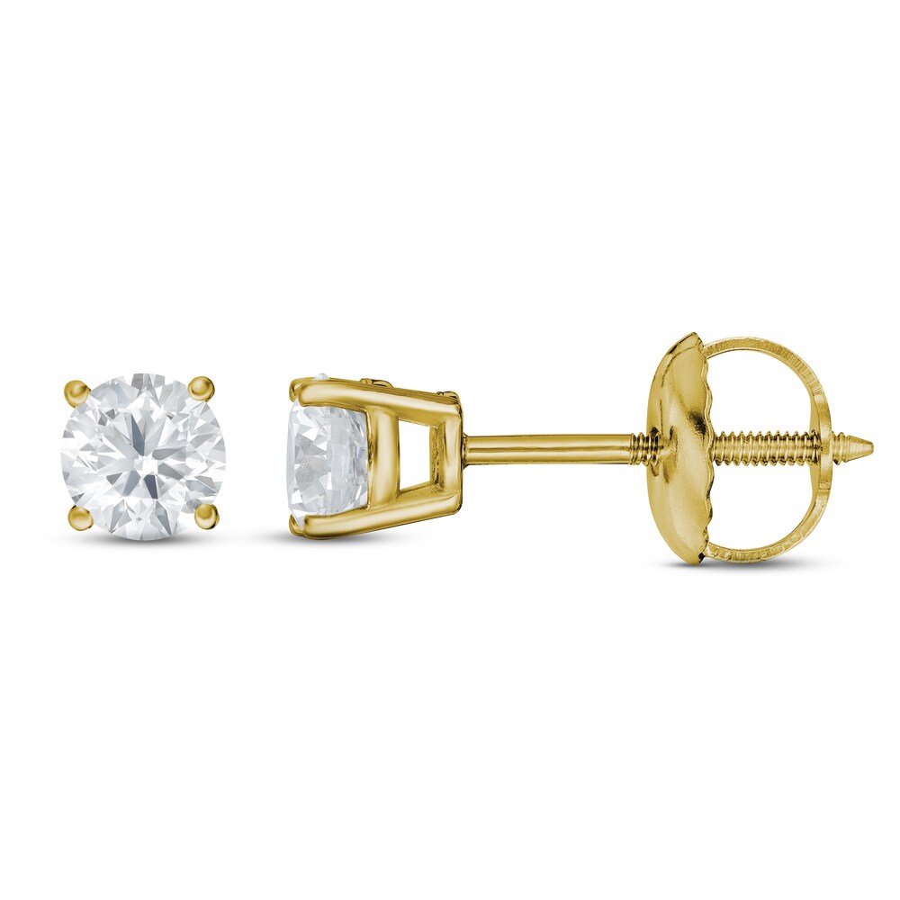 Lab-Created Diamond Solitaire Stud Earrings 1/2 ct tw Round 14K Yellow Gold (SI2/F) 4c5b3QZp