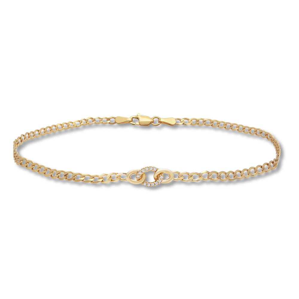 Diamond Link Anklet 1/20 ct tw Round 10K Yellow Gold 4dgXwviH