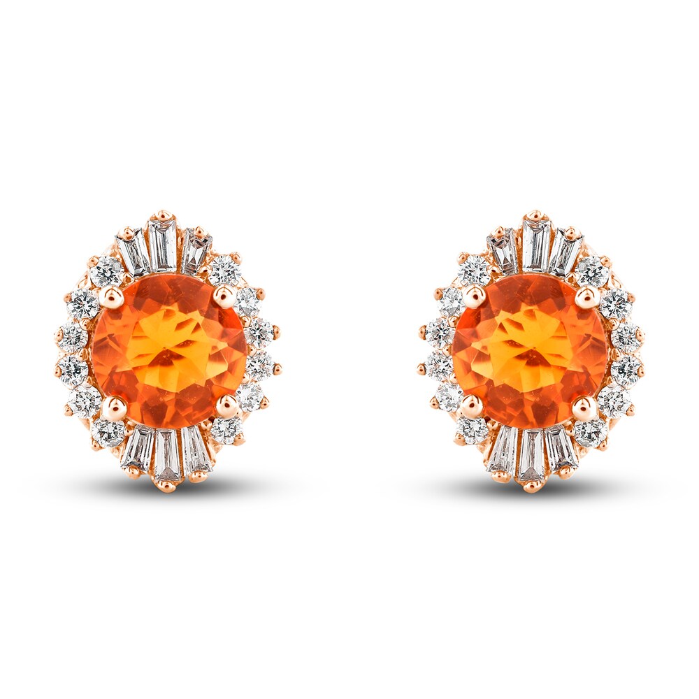 Natural Fire Opal Stud Earrings 1/5 ct tw Diamonds 10K Rose Gold 4ewgvxVP Natural Fire Opal Stud Earrings 1/5 ct tw Diamonds 10K Rose Gold 4ewgvxVP