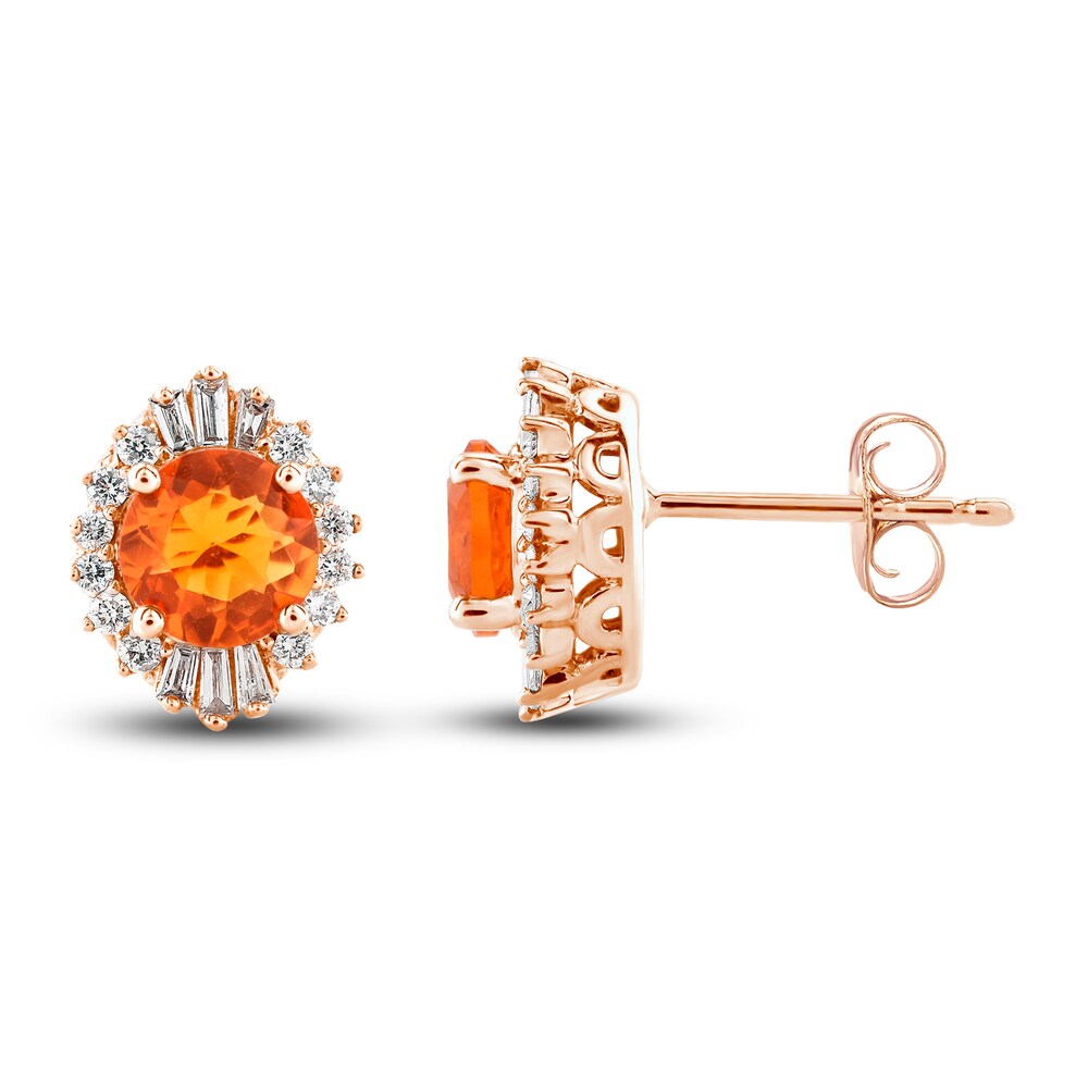 Natural Fire Opal Stud Earrings 1/5 ct tw Diamonds 10K Rose Gold 4ewgvxVP Natural Fire Opal Stud Earrings 1/5 ct tw Diamonds 10K Rose Gold 4ewgvxVP