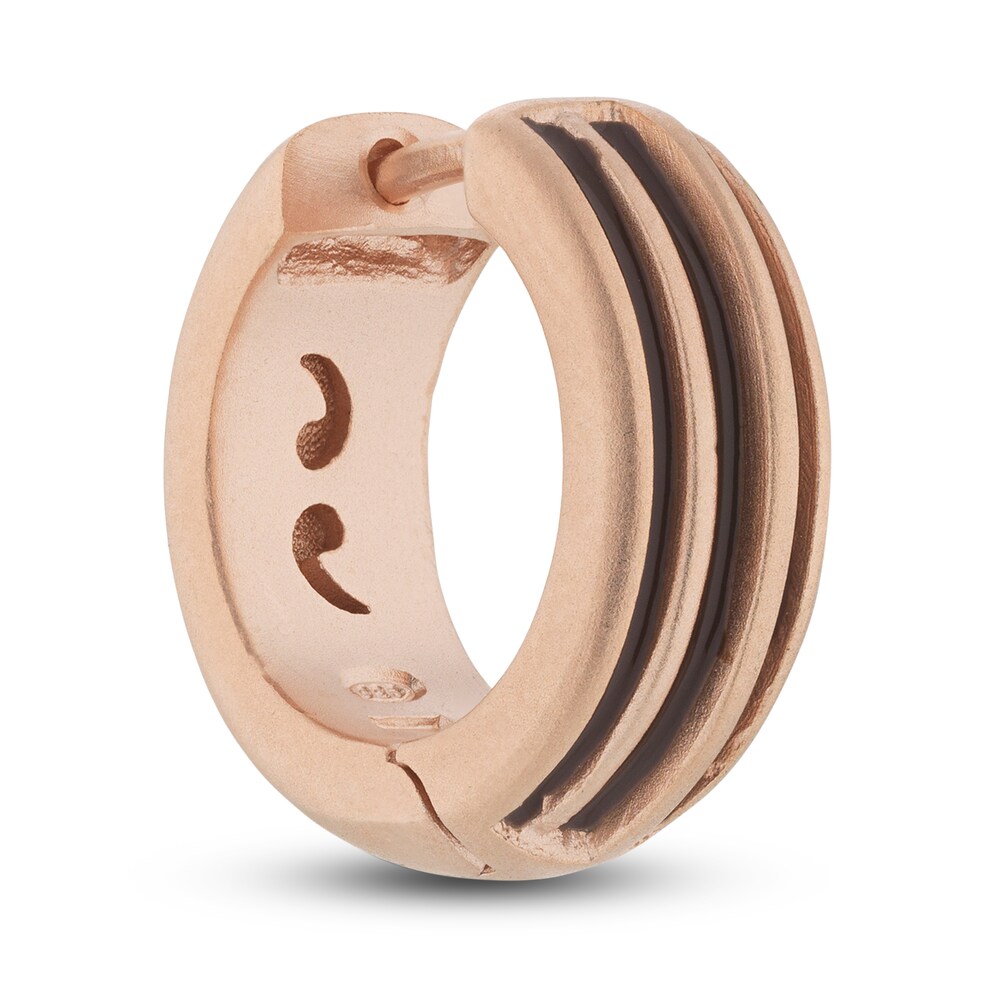 Marco Dal Maso Men's Acies Single Huggie Earring Black Enamel Sterling Silver/18K Rose Gold-Plated 4fhrenOP Marco Dal Maso Men's Acies Single Huggie Earring Black Enamel Sterling Silver/18K Rose Gold-Plated 4fhrenOP